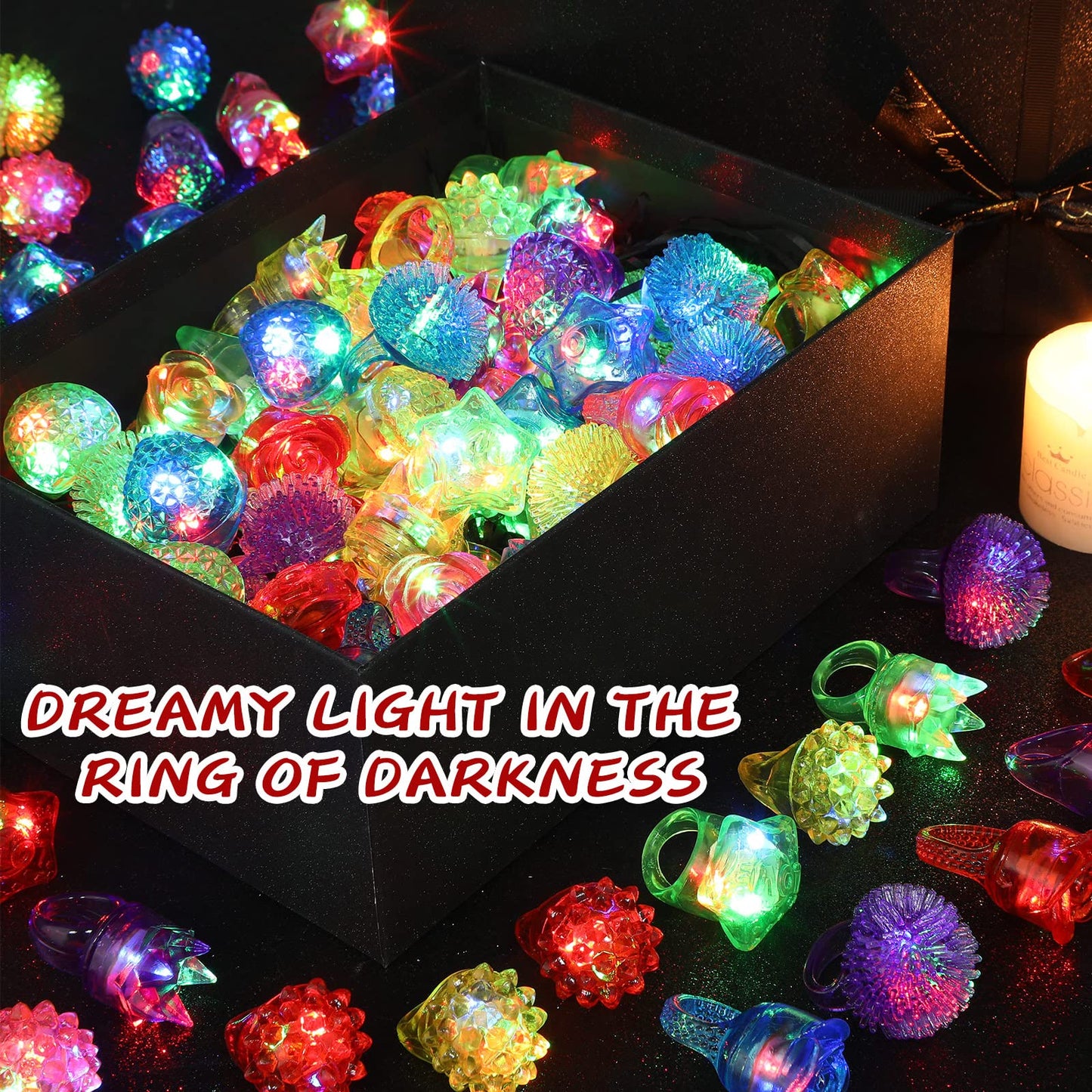 Leyndo 24 Pack LED Light up Rings Party Favors, Glow in the Dark Party