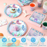 200 Pcs Mermaid Baby Shower Paper Plates Napkins Cups Under the Sea