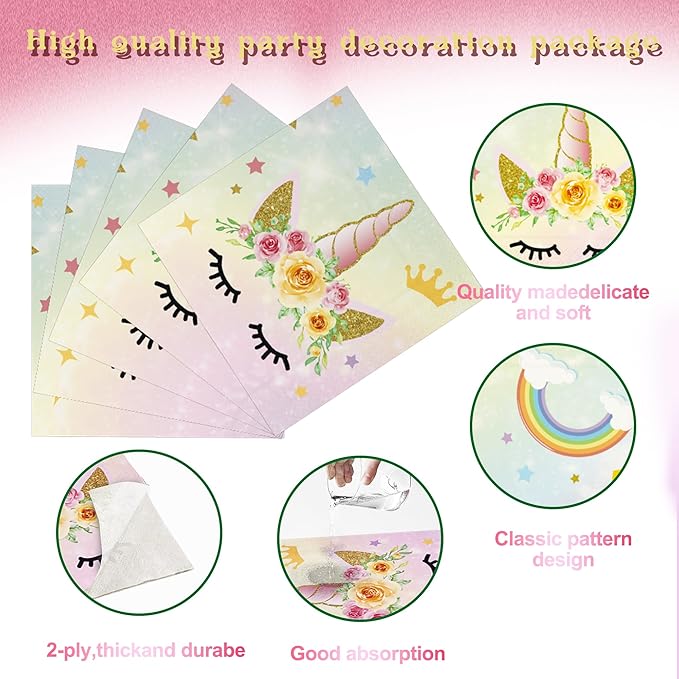 120PCS Unicorn Party Supplies Set Serves 30 Guests Including Unicorn