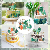 Dinosaur Cake Decorations Set with Dinosaur Leaves Grasses Cake