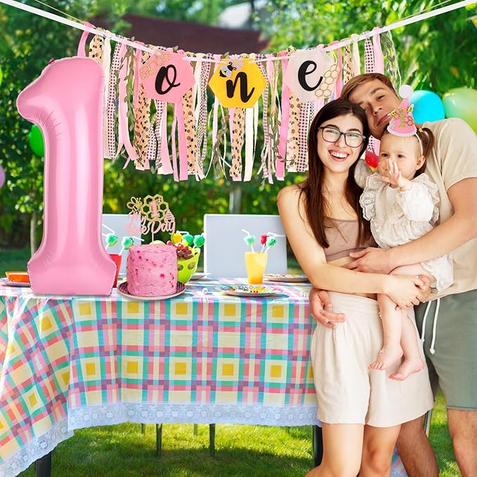 Bee Theme Highchair Banner for Baby First Birthday Party Decorations