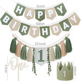 Wild One High Chair Banner Felt Green Happy Birthday Banner Pre