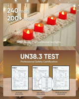 Homemory Red Tea Lights Candles Battery Operated, 200+Hour Flameless F