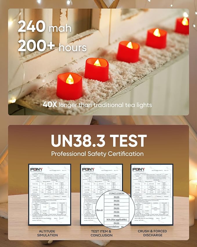 Homemory Red Tea Lights Candles Battery Operated, 200+Hour Flameless