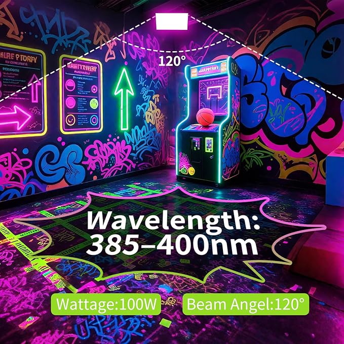 100W LED Black Lights Blacklight Flood Light for Halloween