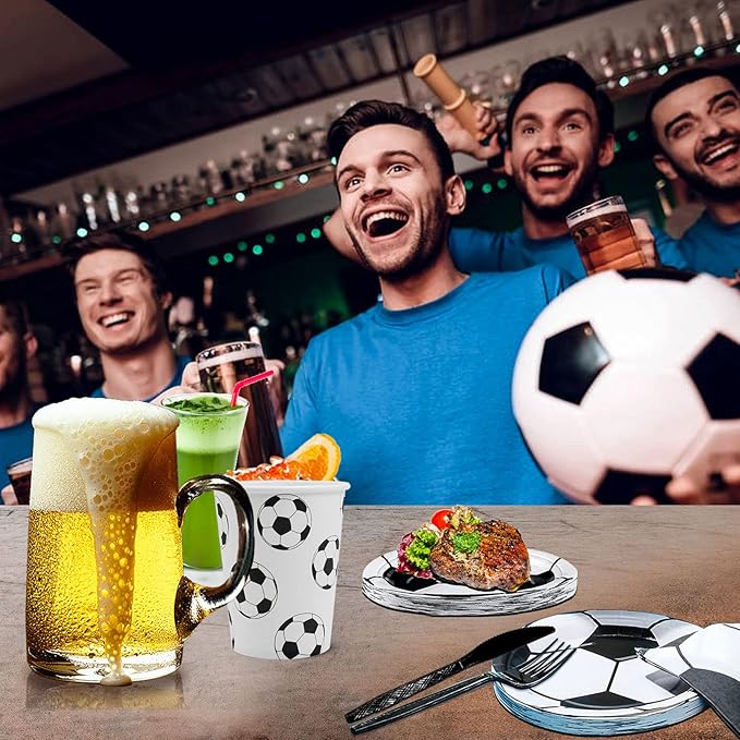 144Pcs Soccer Party Supplies Soccer Birthday Party Tableware Set