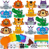 24 Sets Jungle Animal Headbands Craft Kits Safari Crown Art Sets DIY