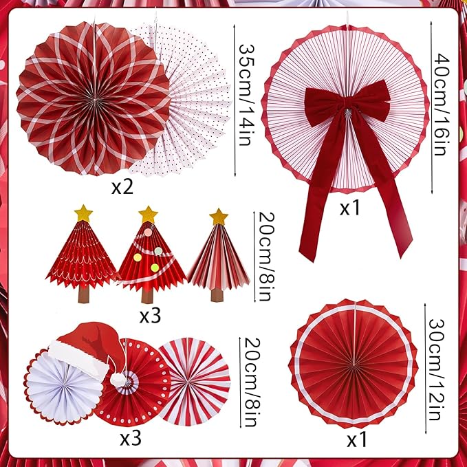 Christmas Paper Fan Decorations Christmas Decorations Classroom Red