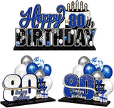 LINGTEER Happy 80th Birthday Blue Acrylic Table Topper Centerpieces