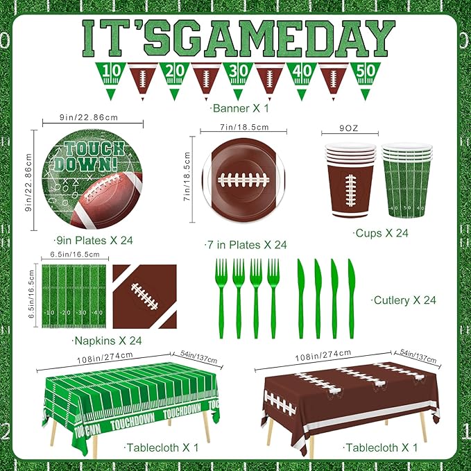 Football Party Supplies Kit And Football Decorations Set Serve 24