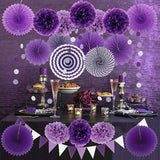 ZERODECO Party Decoration, 21 Pcs Purple and Lavender Hanging Paper