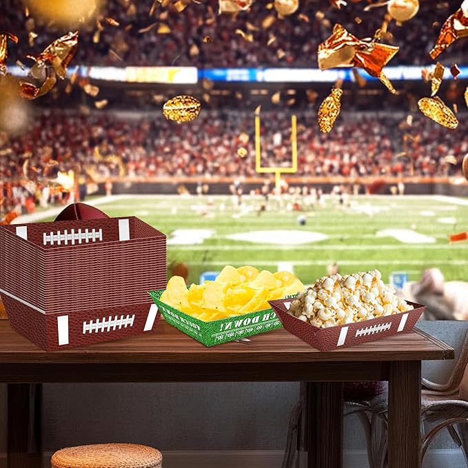 50 Pcs Football Party Decorations Disposable Food Tray for Super