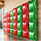 25PCS Christmas Balloons Red Green Square Foil Balloon Wall Backdrop