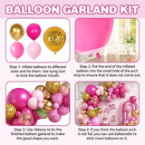 Hot Pink Cheetah Print Balloon Arch Kit, Pink Gold Balloons Garland