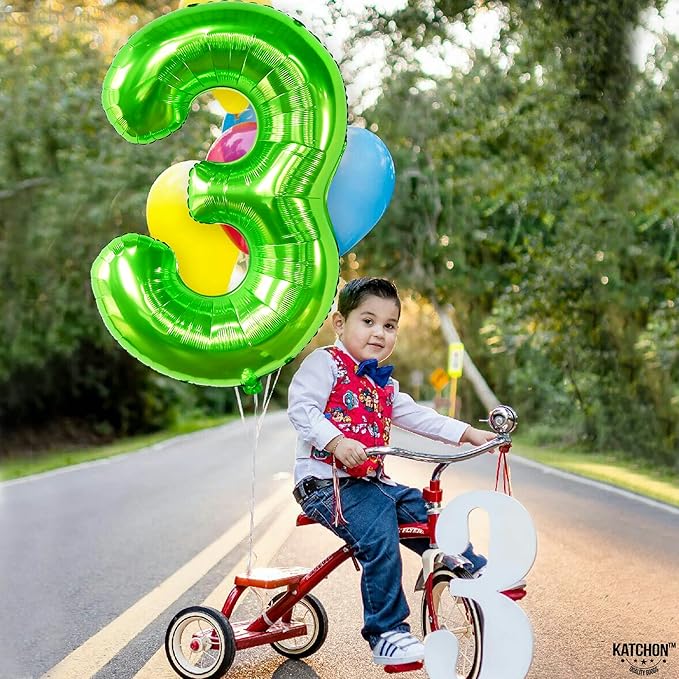 KatchOn, Light Green Number 3 Balloon - 40 Inch | Green 3 Balloon