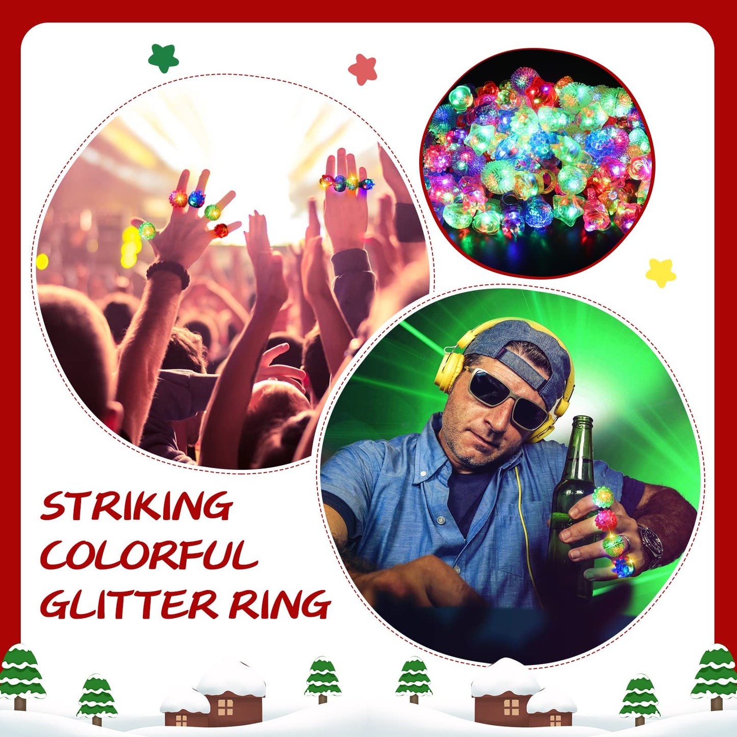 Leyndo 24 Pack LED Light up Rings Party Favors, Glow in the Dark Party