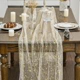 Artoid Mode 3Pcs Beige Gold Gauze Table Runner 120 Inch 10FT, Glitter