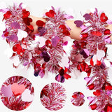 Valentines Day Garland with Hearts 50 Ft Pink Red Glitter Tinsel