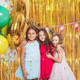Gold Metallic Tinsel Foil Fringe Curtains, 2 Pack 3.3x8.3 Feet Party