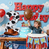 Cartoon Toy Highchair Banner for 2nd Birthday Party Decorations Two