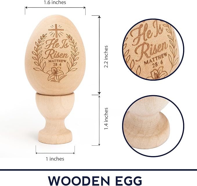 Easter Basket Stuffers He is Risen Wooden Egg Decoration Christian