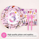 96 Pcs Threenager Birthday Decorations Girl Makeup Spa 3rd Birthday