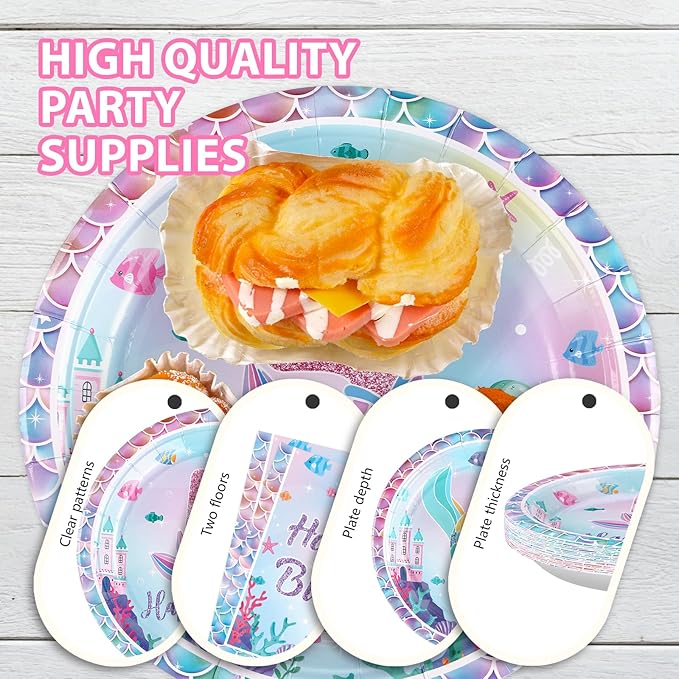 96Pcs Mermaid 5th Birthday Party Decorations Dive Into Five Party