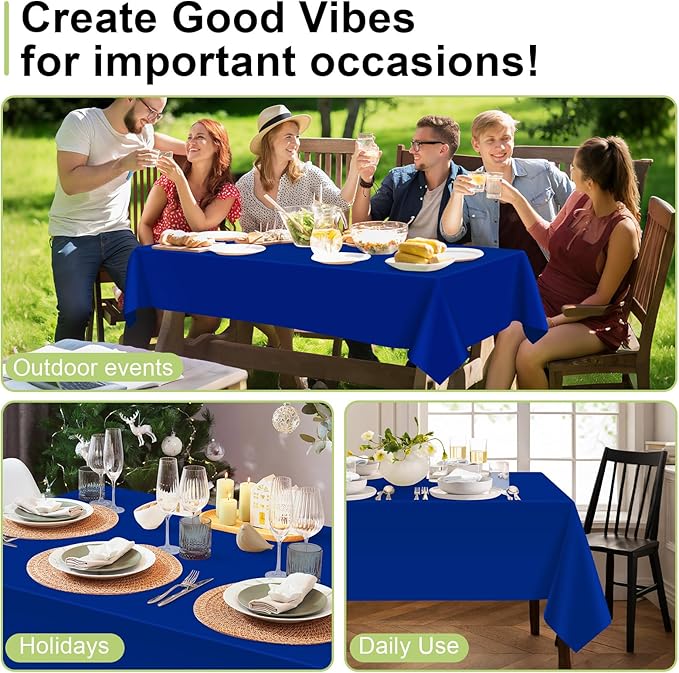 QIKSION Royal Blue Plastic Table Cloth Disposable 12 Pack, 54 x 108