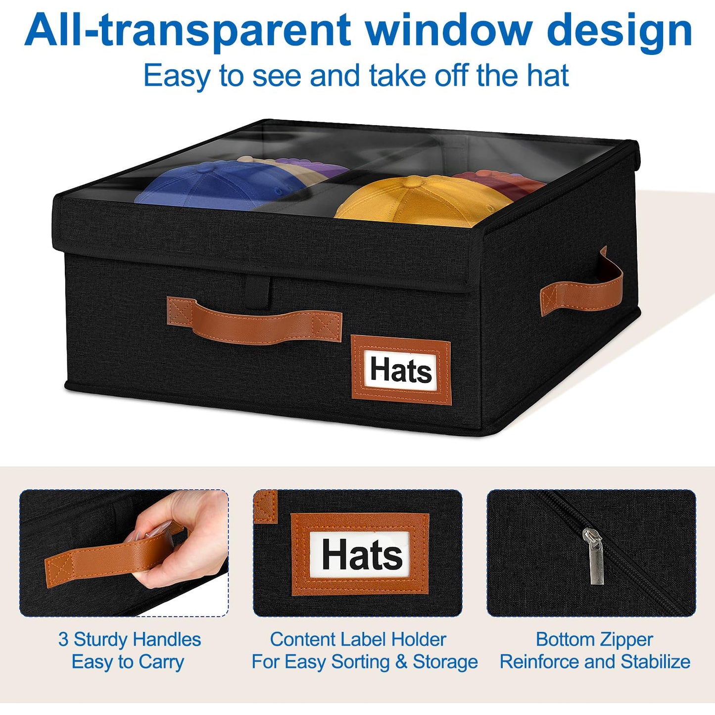 Dofilachy 2-in-1 Stackable Hat Storage for Baseball Caps with Clear