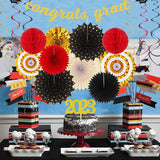 Red-Black Gold Party-Decorations Graduation Banner-Streamers - 18pcs