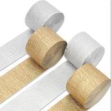 PartyWoo Metallic Gold and Silver Crepe Paper Streamers 4pcs 328ft