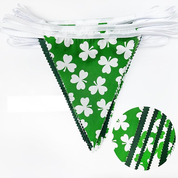32Ft St Patrick's Day Party Decorations Green White Shamrocks Clover