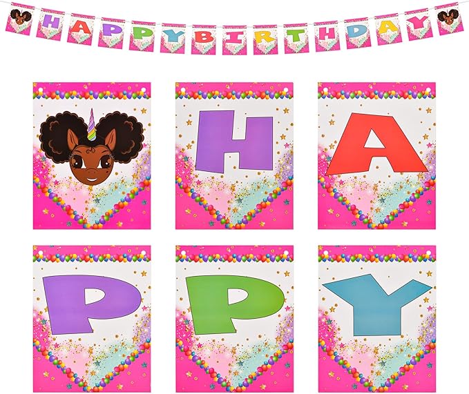 Favorite Faces Afro Puff Unicorn Birthday Party in a Box for 15