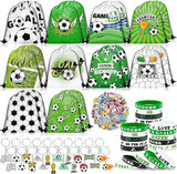 110 Pcs Soccer Party Favors Drawstring Bags with Keychains Silicone