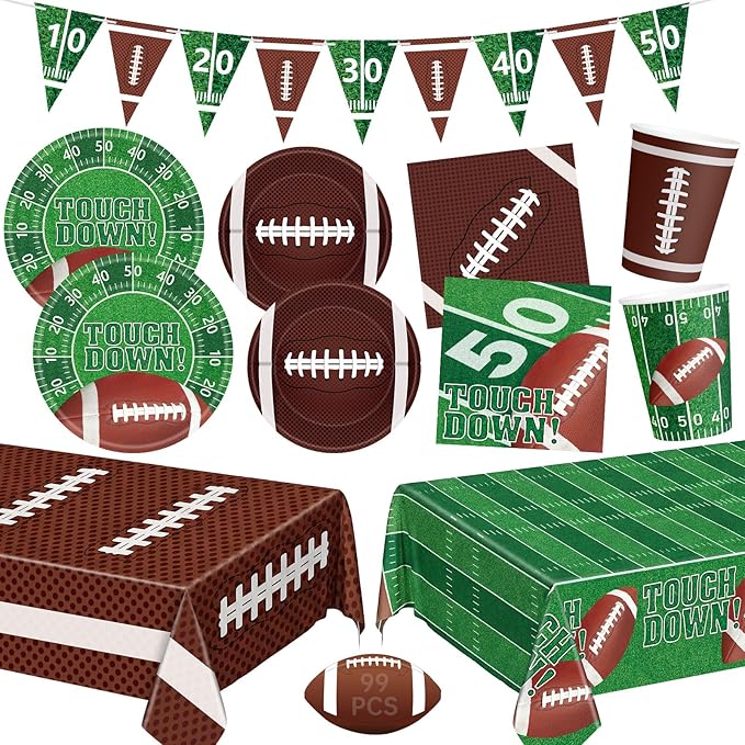 99 Pcs Football Party Supplies Sets Includes Touchdown Dinner Plates