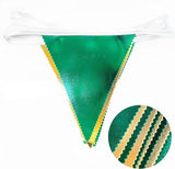 Green Gold Party Decorations Metallic Fabric Triangle Pennant Banner