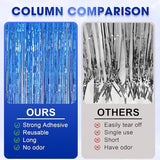 Voircoloria 3 Pack 3.3 x 8.2 ft Laser Blue Foil Fringe Backdrop