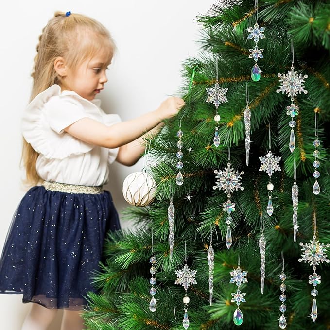 32pcs Christmas Decoration Crystal Ornaments - Iridescent Christmas