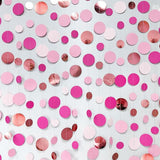 Hot Pink Rose Gold Party Decorations Circle Dots Garland Hanging
