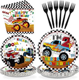 96 Pcs Monster Cartoon Truck 2nd Birthday Party Supplies I'm 2 Truck