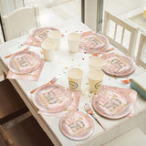 96 Pieces 50th Birthday Tableware Set for Pink Rose Gold 50th