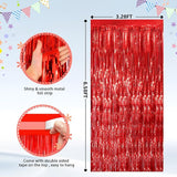 GCB 2 Pack Red Tinsel Backdrop, Fringe Curtains, Red Foil Tinsel