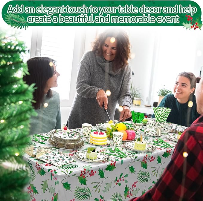 452 Pcs Christmas Party Supplies for 50 Guest Holly Berry Leaves