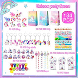 134pcs Unicorn Birthday Party Favors Set Unicorns Goodie Bags