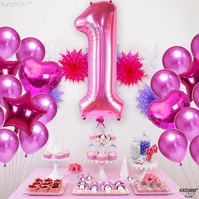 KatchOn, Hot Pink 1 Balloon Number for First Birthday - 40 Inch |