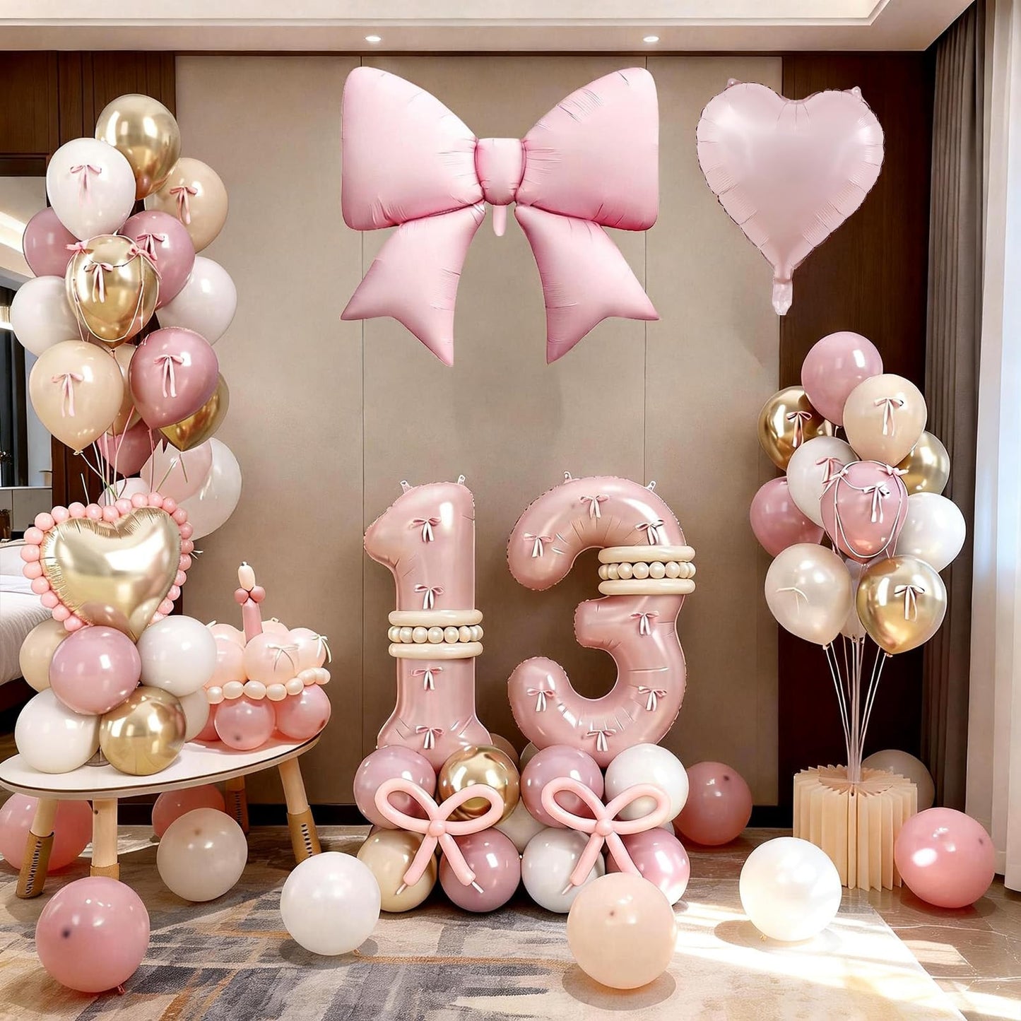 40 Inch Dusty Pink 13 Number Balloon for Girls 13th Birthday