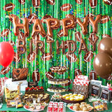 2 Packs Football Foil Fringe Curtain, Green Glitter Metallic Tinsel