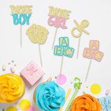 24Pcs Boy or Girl Cupcake Toppers Gender Reveal Cupcake Picks