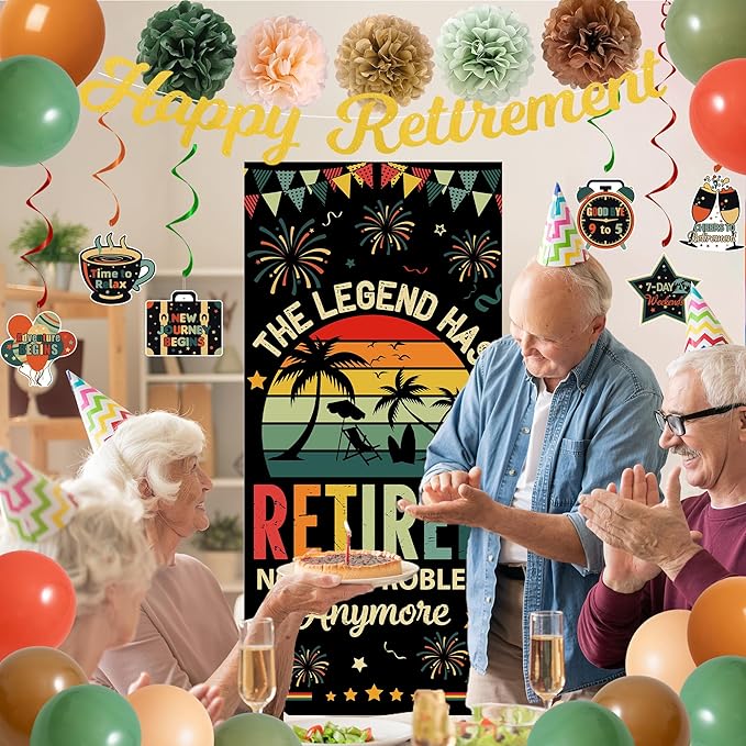 Retirement Decorations for Men Women Colorful Vintage