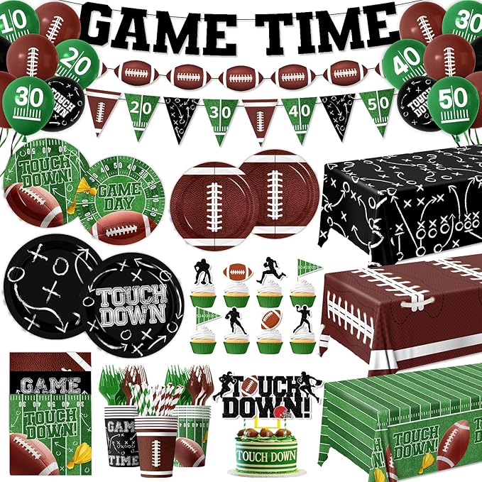 Football Party Supplies Kit Serve 24 Touchdown Plates Napkins